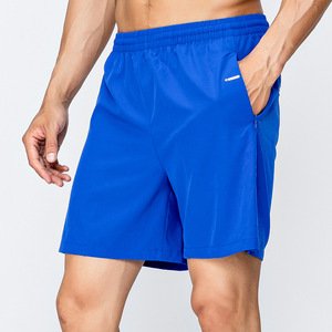 XIANGYU Short de gymnastique athlétique pour hommes décontracté <span class=keywords><strong>bleu</strong></span> Polyester taille élastique Short de course avec poches pantalon court à motif solide - Product Image 4