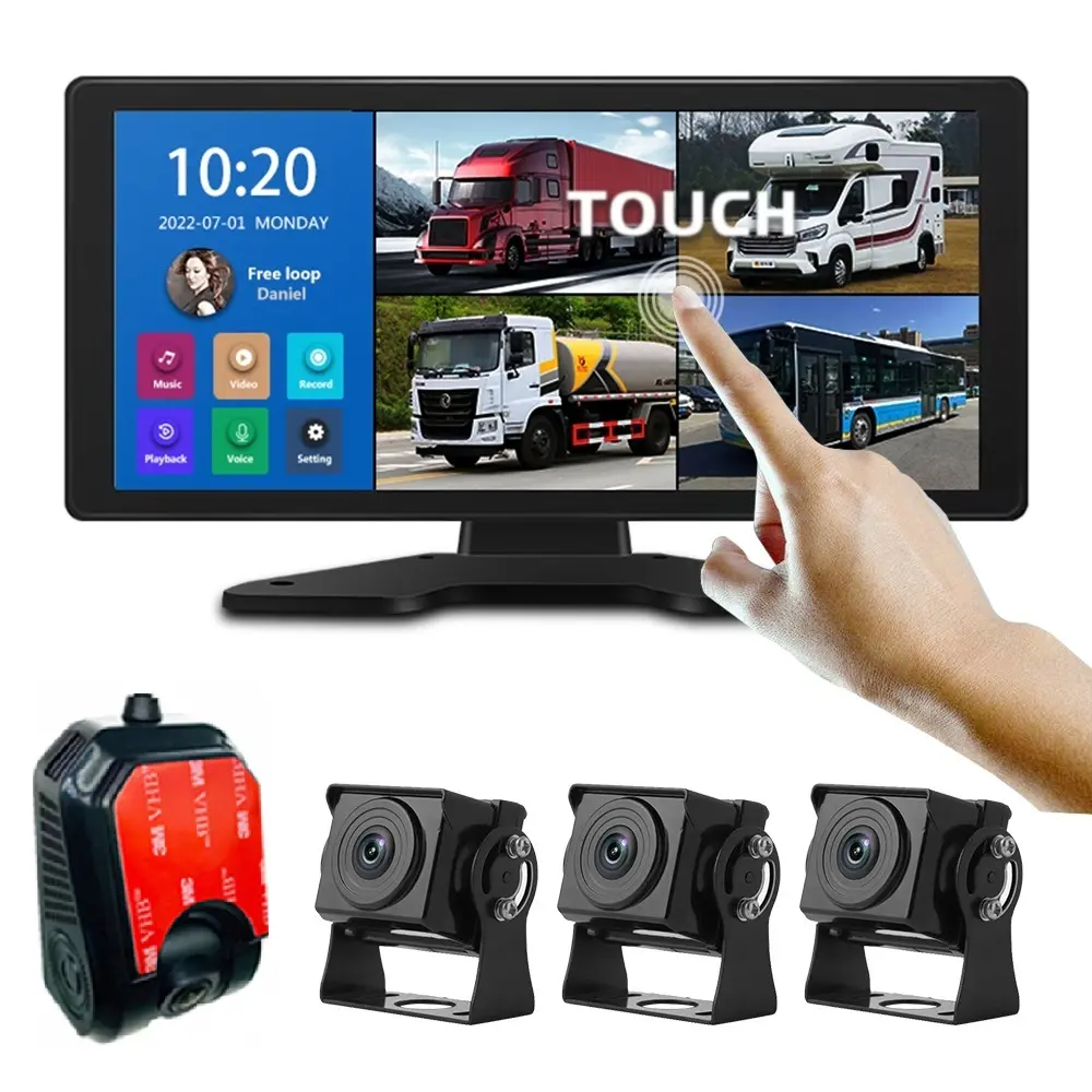 Haute qualité 10.36 pouces Dash Cam 4k écran tactile 4 canaux Mp5 lecteur Dvd HD voiture Dvr système de caméra de sécurité camion angle mort Bsd