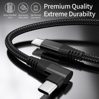 Câble de données coudé USB-C vers USB-C double embout, tressé en nylon, charge rapide PD 60W