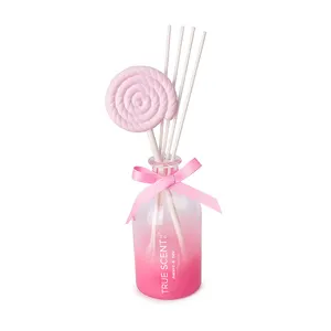 True Scent wholesale private label luxury unique pink reed diffuser with ceramic lollipop stick home fragrance air freshener