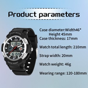 SANDA 6188 <b>LED</b> Digital Watch, Waterproof Shockproof Luminous Sports Wristwatch, Multi-Functional Alarm <b>Clock</b> Watch - Product Image 3