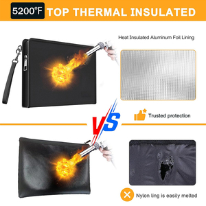 Fireproof Document Bags Waterproof and Fireproof Money Bag Document Holder With Zipper Fireproof Safe Storage Pocket Money Pouch - Product Image 2