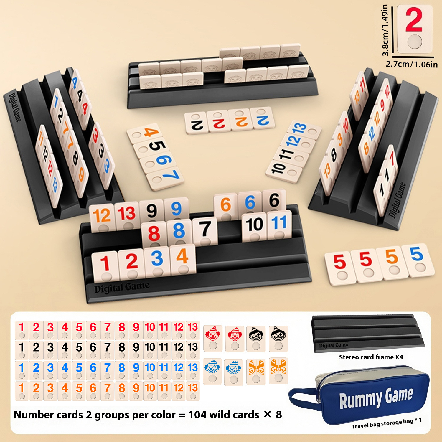 sac tissé-4 mahjong israélien noir grand-anglais