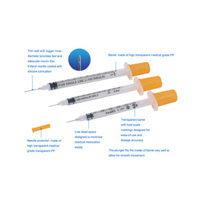 <span class=keywords><strong>Jeringa</strong></span> de Insulina Desechable de 0.3ml, 0.5ml y 1ml con Cabeza Naranja y Aguja para Diabéticos - Product Image 4