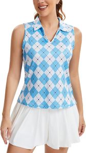 MathCat Débardeur de sport léger sans manches pour femme, protection UPF 50+, motif Argyle, 93 % polyester, 7 % élasthanne - Product Image 6