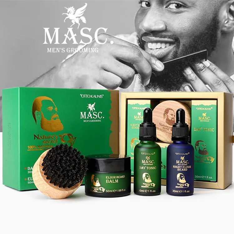 Barba Winkel Mannen Huidverzorging Product Baard Grooming Kit Private Label Baard Groei Olie Kit