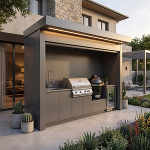 Roller shutter kelas atas dari stainless steel, dapur luar ruangan anti api berkualitas tinggi, BBQ pod untuk villa. - Product Image 1