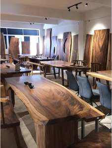 Plus de design en vente de qualité supérieure Design unique Forme naturelle Dessus de table Chêne Noyer Bois massif <span class=keywords><strong>Live</strong></span> <span class=keywords><strong>Edge</strong></span> Table à manger Dalle de bois - Product Image 4