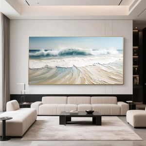 <span class=keywords><strong>Arte</strong></span> de Pared en Lienzo Hecho a Mano, Ola del Mar Dramática con Espuma Blanca, <span class=keywords><strong>Arte</strong></span> de Pared para Decoración del Hogar - Product Image 2