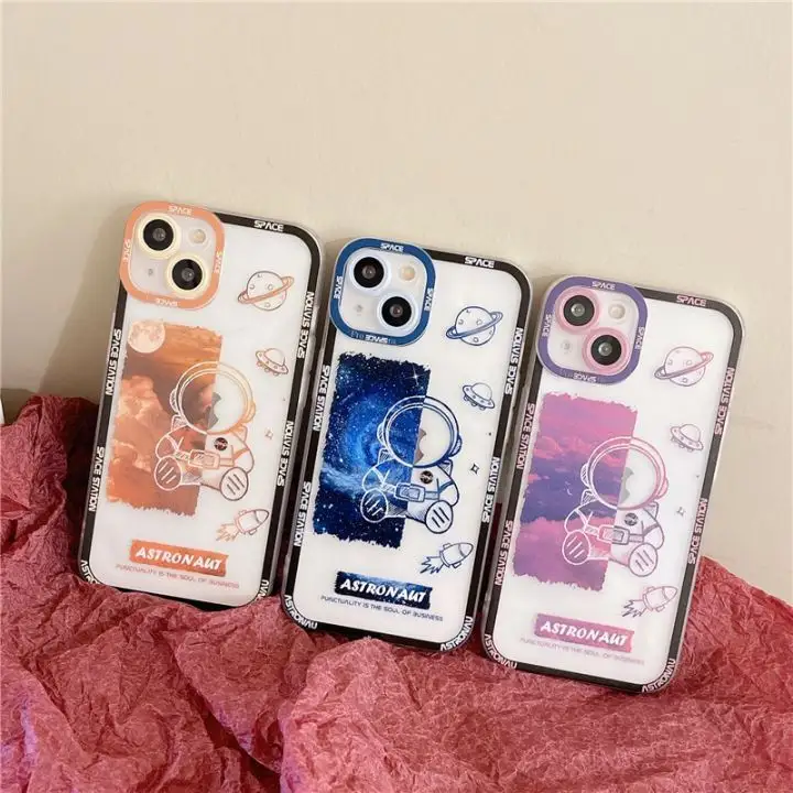 Cute Spaceman Transparent TPU Print Cover Cartoon Astronaut Phone Case For iPhone 14 13 12 11 Pro max Soft Protect Cover