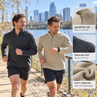 Vente en gros usine – Haut de sport extérieur pour homme à col montant semi-zippé, manches longues, en polyester et élasthanne extensible, personnalisable OEM/ODM avec logo