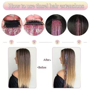 AliLeader Venta al por mayor Clip-In Hair Extension Party Highlight Tinsel con brillo brillante y brillante Fácil de usar con clips - Product Image 5