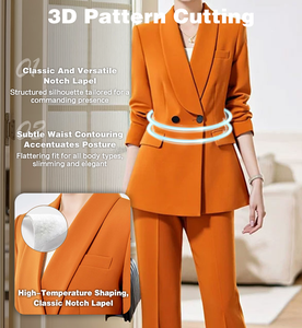 <span class=keywords><strong>Ensemble</strong></span> de blazer orange sur mesure pour femmes <span class=keywords><strong>Pantalon</strong></span> <span class=keywords><strong>évasé</strong></span> taille haute Costume à manches boutonnées pour le travail de bureau et les sorties décontractées - Product Image 5
