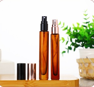Flaconi spray da 10 ml in vetro ambrato per <span class=keywords><strong>profumo</strong></span>, bottiglie quadrate per oli essenziali con nebulizzatore a pompa fine, tappi in metallo, serigrafia oro, ideali per viaggi - Product Image 6