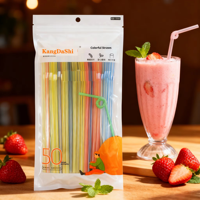 Pailles colorées jetables pailles en plastique épaissi de qualité alimentaire de haute qualité pour les boissons au lait thé café
