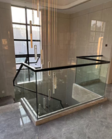 Maßgefertigte Moderne Gerade Treppen mit Glasgeländer, Schwebende I-förmige Aluminiumstufen für Hausrenovierungen, Edelstahl-Balkon, Einkaufszentrum