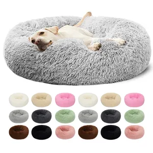 Cama de cachorro personalizada, cama de animais personalizada de fábrica, eco friendly, calmante, maior, fofo, formato de rosquinha, ortopédica, lavável, luxo, cama