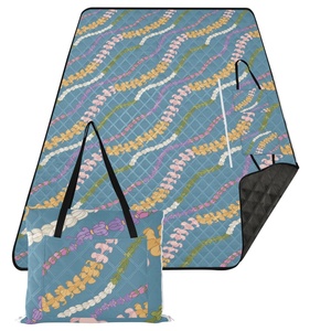 Outdoor Hawaiian Puakenikeni <b>Print</b> Zipper Picnic Mat <b>Extra</b> <b>Large</b> Foldable Women's Handbag Custom Beach Blanket Picnic Bag - Product Image 1