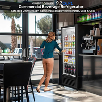 Réfrigérateur commercial OUMEITE avec porte vitrée, 9,5 pi³ / 270 L, refroidisseur de boissons vertical avec éclairage LED