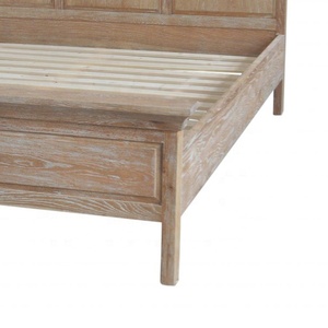 HL090-183 French Vintage American Rustic Antique Classic Wooden Platform King <b>Size</b> Solid Oak Wood Frame <b>Bed</b> for Bedroom HL090-18 - Product Image 4