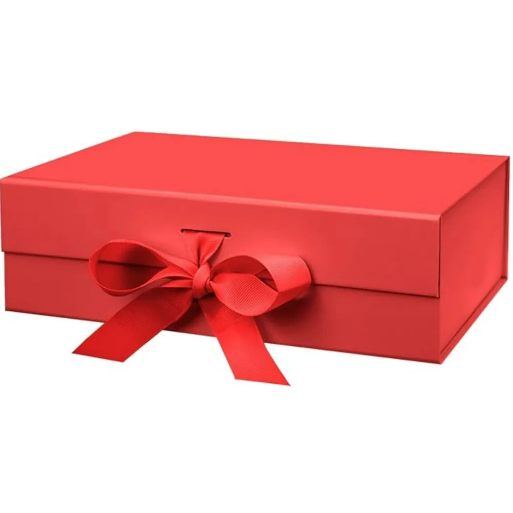 Boîte cadeau magnétique rouge avec couvercle magnétique Boîte cadeau de luxe avec nœud ruban pour cadeaux