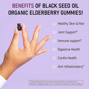 OEM/ODM Organic Elderberry Gummies with Black <b>Seed</b> Oil, Immune Support &Antioxidant Supplement for Daily Wellness - Product Image 6