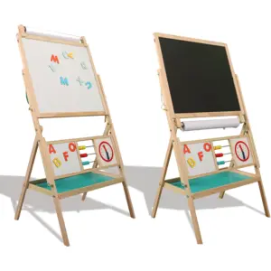 儿童木制画架黑板和磁性白板双面书写幼儿绘画学习艺术婴儿家具工艺