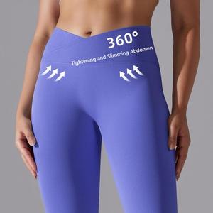 <span class=keywords><strong>Leggings</strong></span> de Yoga Cruzados de Cintura Alta para Mujer, Tejidos sin Costuras, con Efecto Levanta Glúteos, Transpirables, para Correr, con Logotipo Personalizable - Product Image 1
