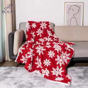 Wholesale Custom Design Two Layers Thick Warming Flannel Coral Fleece Christmas <strong>Snow</strong> Throw <strong>Blanket</strong> For Winter - Product Image 2