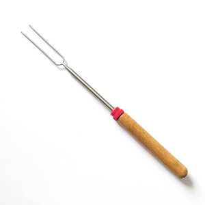 1 Gói <span class=keywords><strong>Marshmallow</strong></span> Rang Que Thép Không Gỉ Thịt Nướng Xiên Tay Cầm Bằng Gỗ BBQ Fork Tool - Product Image 5