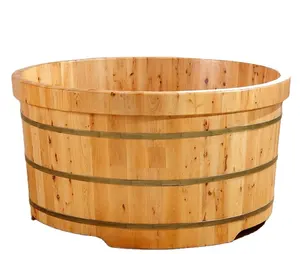 1.2M Beauty Salon round Wood Bucket Bathtub Adult Shower Sitting Solid Wood Adult Bathtub Home Use