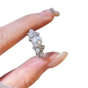 Base para Anillo de Plata S925 con Espacio para Dos Perlas, Soporte para Joyería de Plata con Perlas Redondas de 6-9mm, Accesorios para Perlas DIY 10713 - Product Image 5