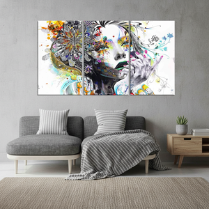 Portrait d' Femme Abstraite : Art Mural sur Toile Imprimée, Design Graphique Moderne, LOT DE 3 TOILES - Product Image 3