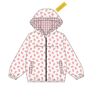 Giacca KERUI per Ragazze, Cappotto Lungo Casual con Stampa Floreale, Cappuccio e Chiusura a Zip, Impermeabile, per Autunno, Primavera e Inverno - Product Image 5