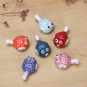 Porte-baguettes en céramique style japonais, motif <span class=keywords><strong>poisson</strong></span> <span class=keywords><strong>rouge</strong></span> et <span class=keywords><strong>poisson</strong></span>-bouffant, peint à la main, accessoire de décoration intérieure 12792 - Product Image 5