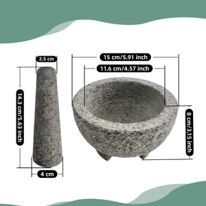 <span class=keywords><strong>Mortero</strong></span> y pilón <span class=keywords><strong>de</strong></span> granito <span class=keywords><strong>de</strong></span> piedra sólida sin pulir para especias, hierbas, pestos y guacamole - Product Image 2