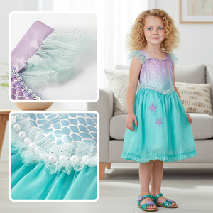 Robe de <span class=keywords><strong>princesse</strong></span> sirène prête à être expédiée, doublure en coton, soldes, costume d'<span class=keywords><strong>Ariel</strong></span> pour filles, livraison rapide, anniversaire - Product Image 3