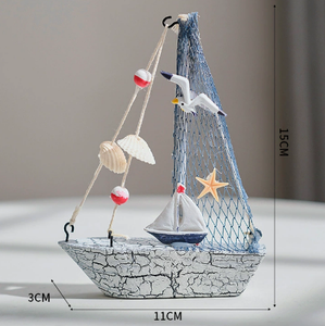 Coquille méditerranéenne Décoration de <span class=keywords><strong>petit</strong></span> bateau en bois Ornements de modèle de <span class=keywords><strong>voilier</strong></span> en bois Bateau d'artisanat pour enfants avec logo personnalisé - Product Image 3
