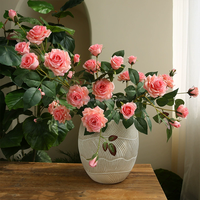5 têtes artificielle Rose fausses fleurs créatif Floral aménagement paysager fenêtre affichage photographie accessoires pour intérieur tissu de noël