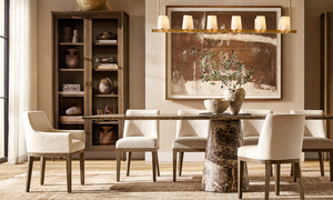 Fauteuil de salle à manger en bois de chêne à dossier incurvé, avec accoudoirs, design mi-siècle, pour espace de repas résidentiel contemporain - Product Image 5