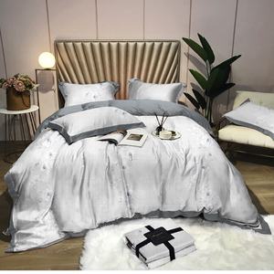 Edredón de muselina moderno de 4 Uds., juego de fundas de almohada de sábana bajera 200TC tejido Reversible ecológico, <span class=keywords><strong>funda</strong></span> nórdica de estilo europeo americano - Product Image 1