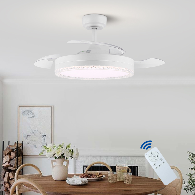 Nordic Modern Design White Living Room Bedroom Motor 10 Year Warranty Iron Led Ceiling Fan Light