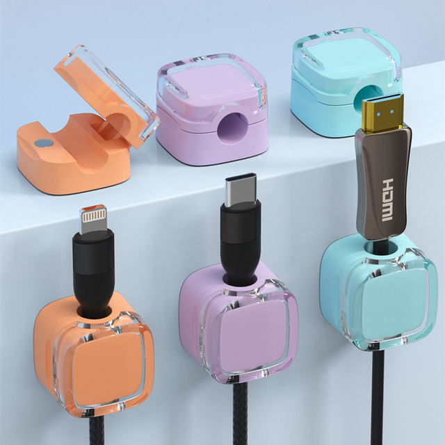 6 Magnetic Desktop Cable Organizer Without Punching Desktop Data Cable Sorting Clip