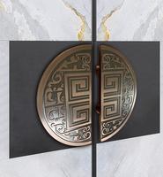 Manija de Puerta de Entrada Semicircular con Patrones Tallados, Manija de Puerta Corredera de Aleación de Aluminio Bronceado para Puerta de Vidrio y Madera
