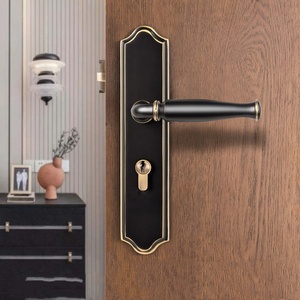 Poignées de porte en alliage de zinc de qualité supérieure, style moderne, avec rosette B9 <span class=keywords><strong>2001</strong></span>, bronze antique, pour portes intérieures de chambre et d'hôtel (lot) - Product Image 2