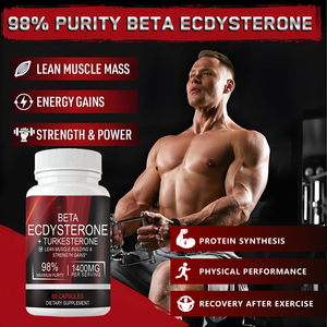 Compléments alimentaires à marque privée 1400 mg 98% bêta-ecdystérone et 20% turkesterone pour la masse musculaire, la force, la synthèse protéique, 60 capsules - Product Image 4