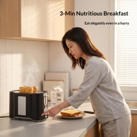 Grille-pain Six Browning Quick Pop-up Matte Housing à deux fentes larges et trois commandes de fonction pour le petit-déjeuner familial
