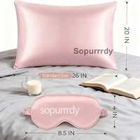 Taie d'oreiller en soie 100% de luxe avec logo personnalisé, masque pour les yeux et chouchou - Taie d'oreiller de sommeil écologique