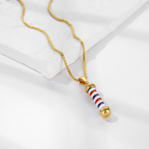 Joyería <span class=keywords><strong>de</strong></span> moda <span class=keywords><strong>de</strong></span> acero inoxidable barbería 3D colgante blanco negro esmalte náutico Marina amarre ancla collar encantos joyería - Product Image 6