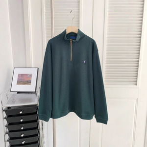 Felpa da Uomo Autunnale con Mezza Zip, Collo Alto, Maniche Lunghe, Vestibilità Ampia, 100% Cotone Felpato, Tinta Unita, Anti-Pilling - Product Image 2